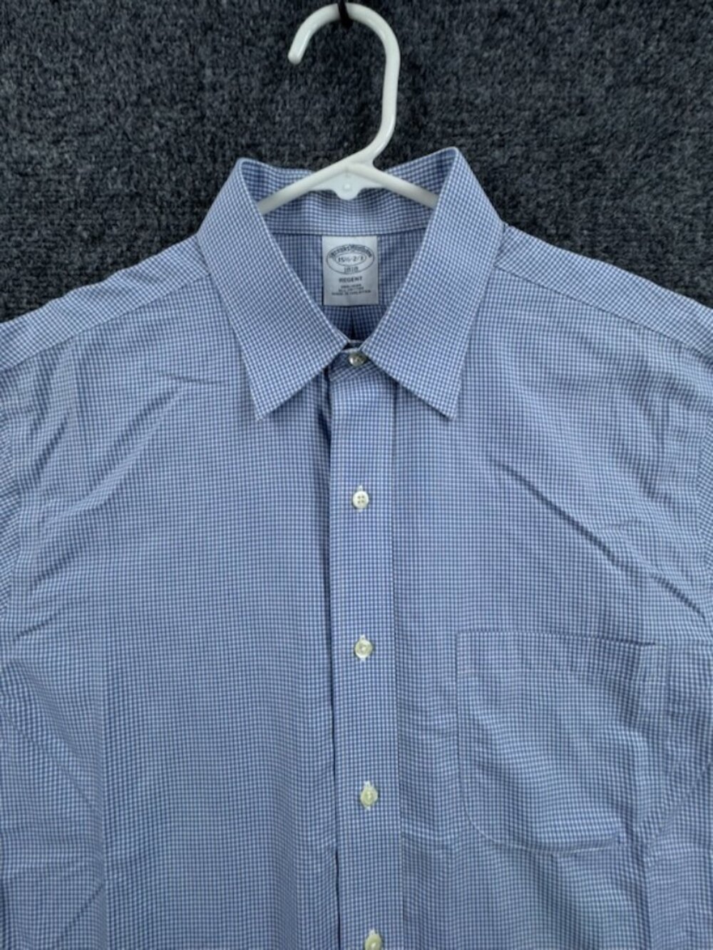 Brooks Brothers Non-Iron Regent Blue White Check 15.5 2/3 Cotton Pocket Business